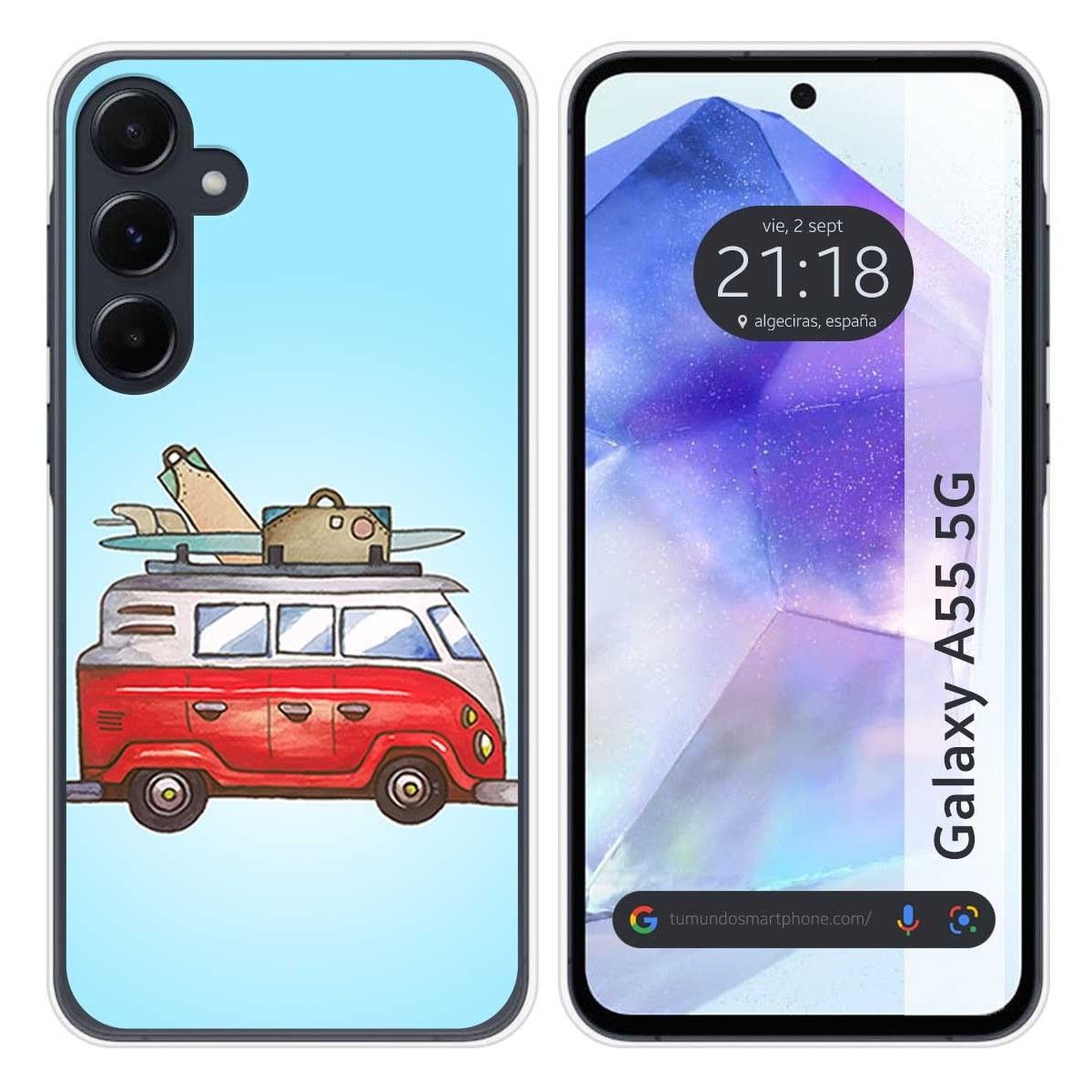 Funda Silicona para Samsung Galaxy A55 5G diseño Furgoneta Dibujos
