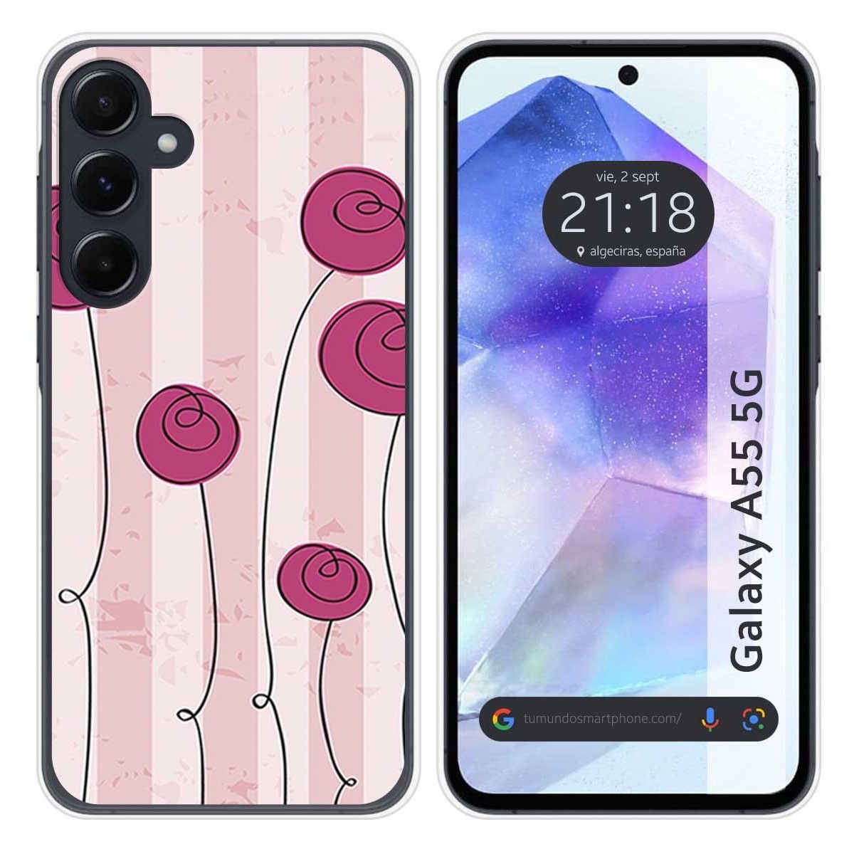 Funda Silicona para Samsung Galaxy A55 5G diseño Flores Vintage Dibujos