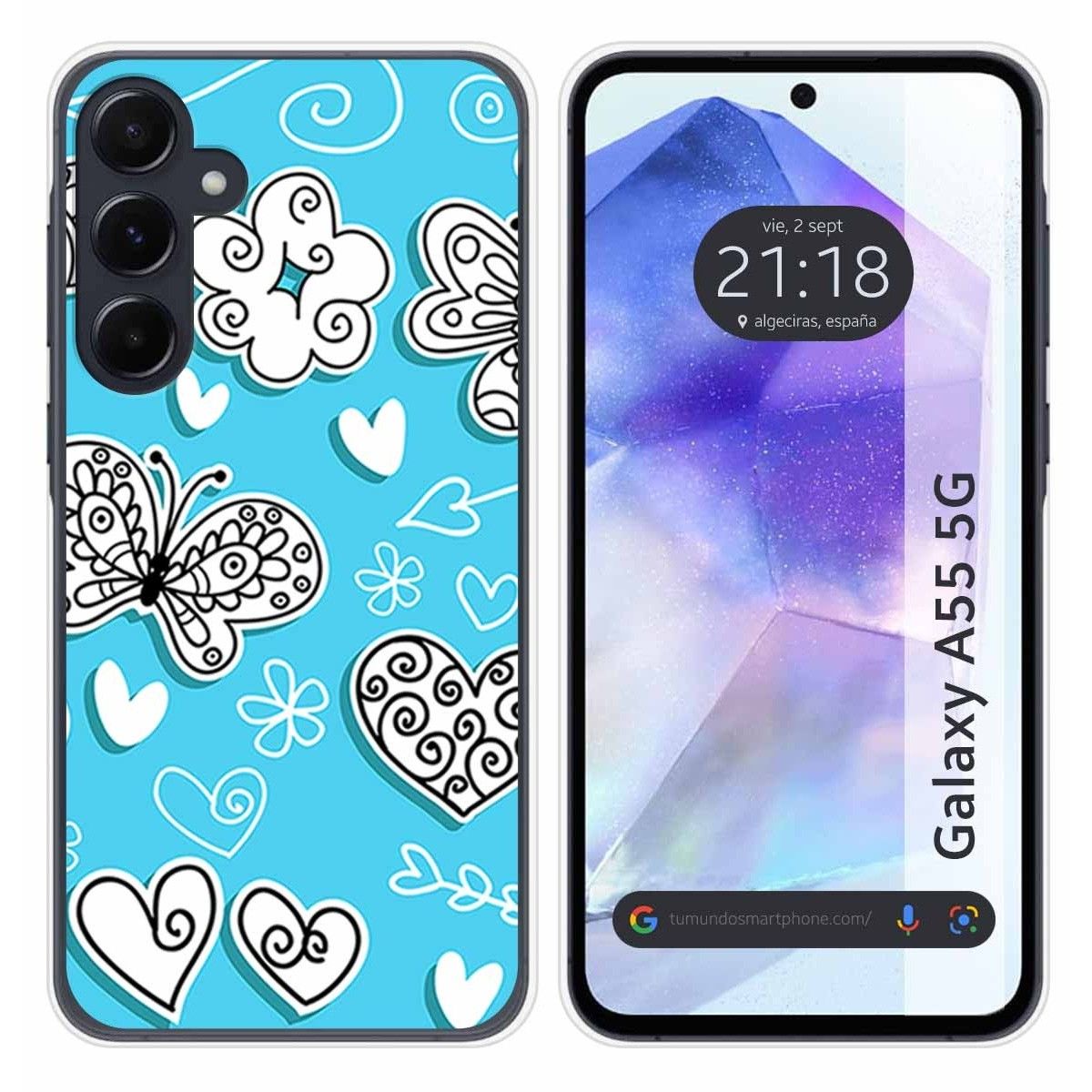 Funda Silicona para Samsung Galaxy A55 5G diseño Mariposas Dibujos
