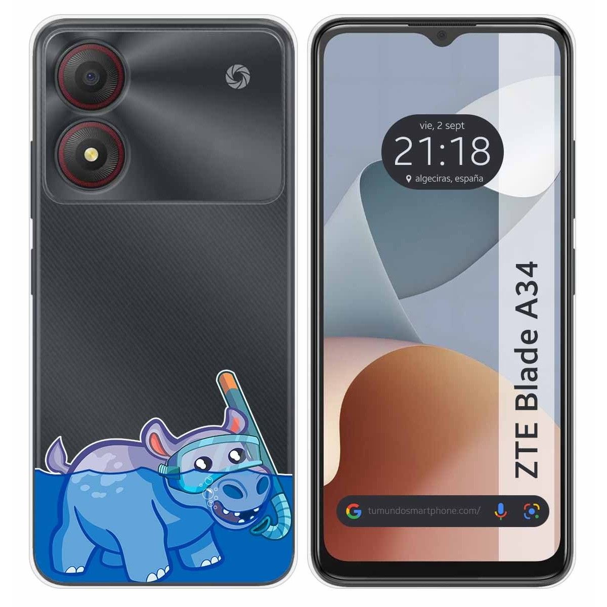Funda Silicona Transparente para Zte Blade A34 4G diseño Hipo Dibujos