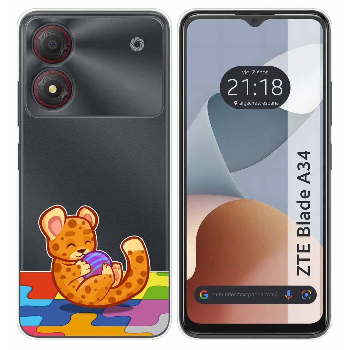Funda Silicona Transparente para Zte Blade A34 4G diseño Leopardo Dibujos