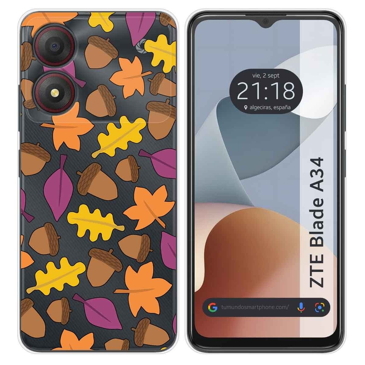 Funda Silicona Transparente para Zte Blade A34 4G diseño Otoño Dibujos