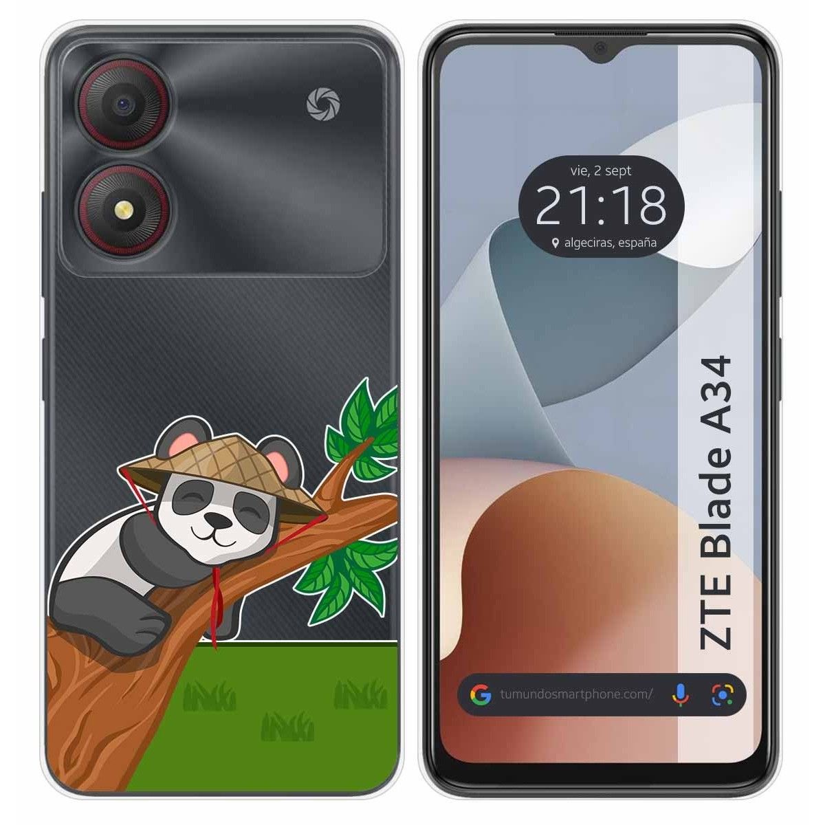 Funda Silicona Transparente para Zte Blade A34 4G diseño Panda Dibujos