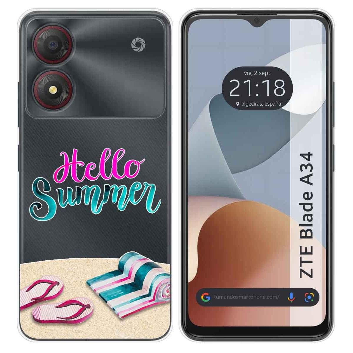 Funda Silicona Transparente para Zte Blade A34 4G diseño Summer Dibujos