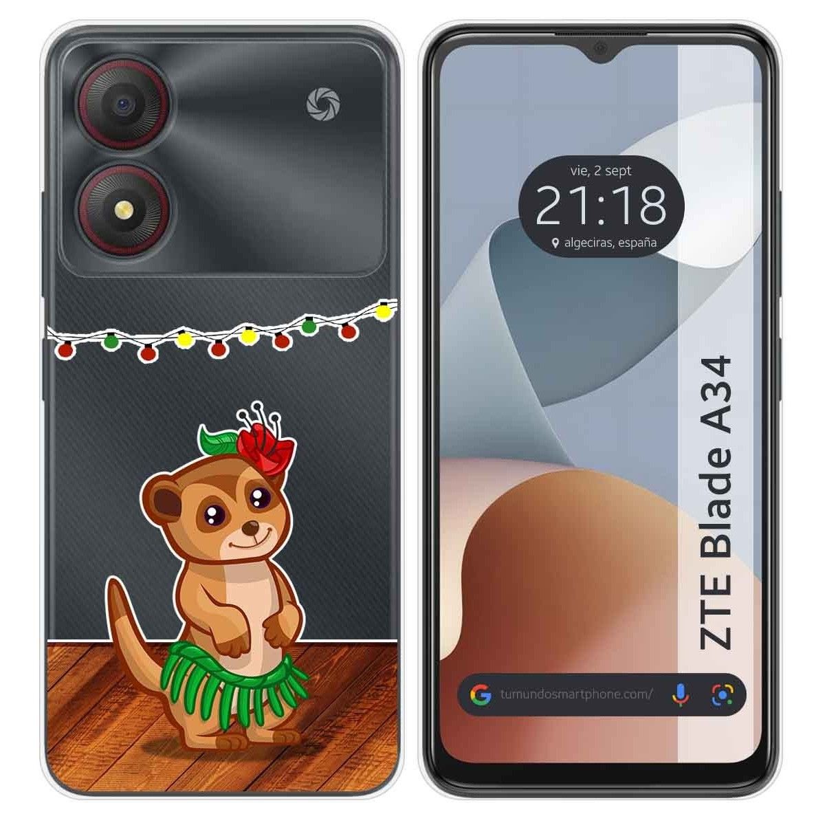 Funda Silicona Transparente para Zte Blade A34 4G diseño Suricata Dibujos