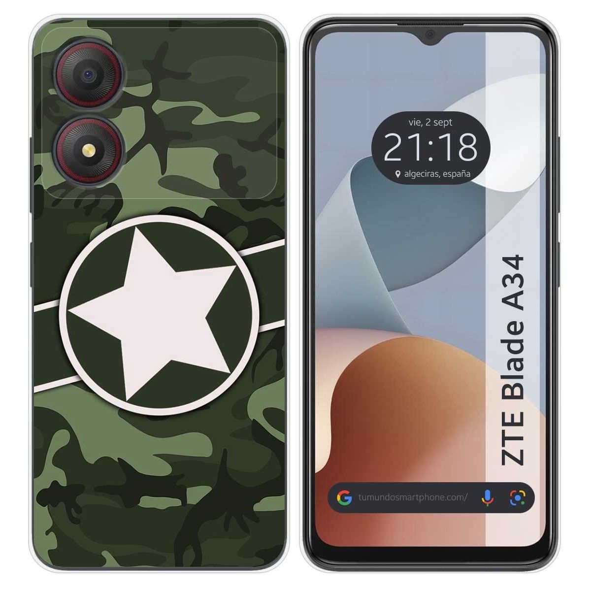 Funda Silicona para Zte Blade A34 4G diseño Camuflaje 01 Dibujos