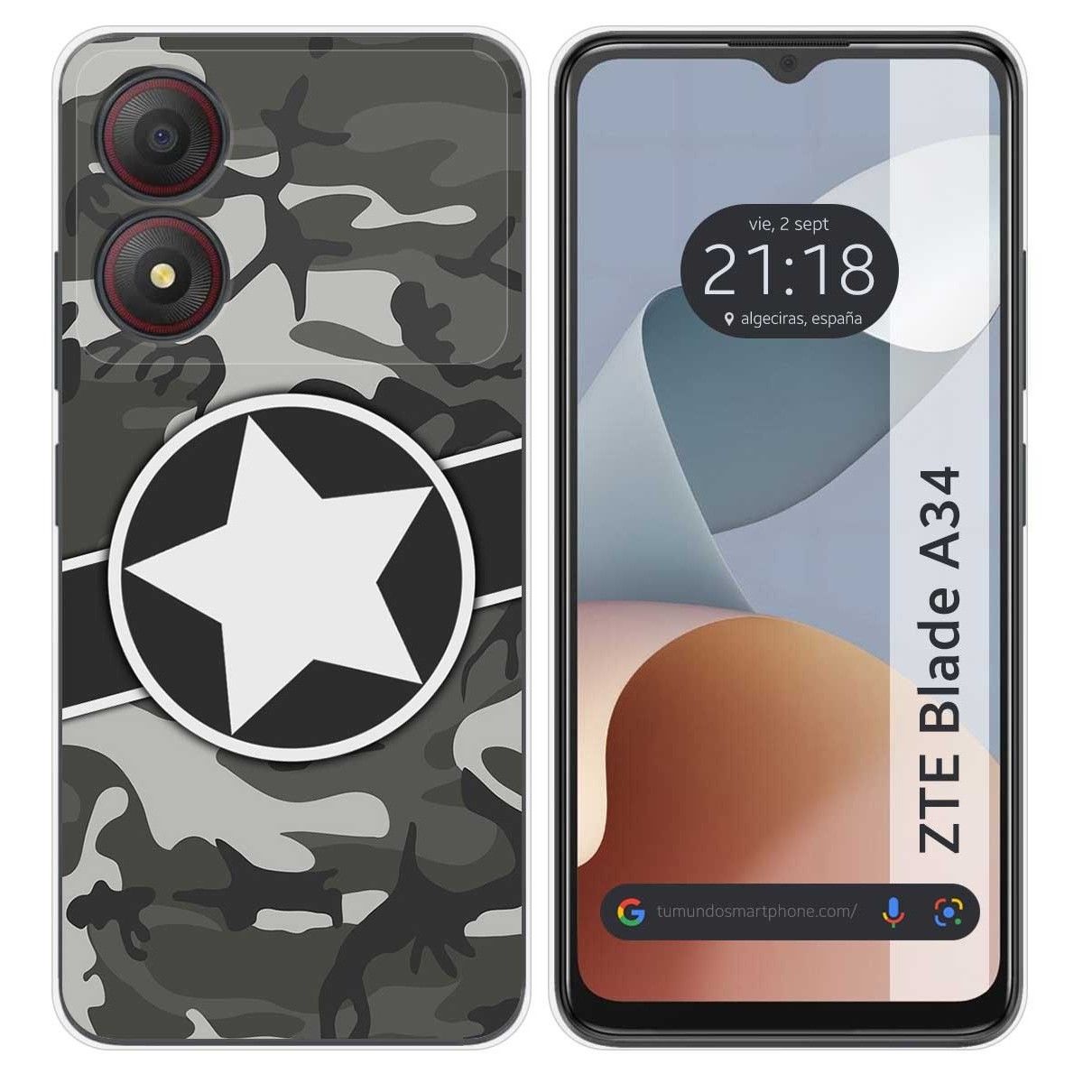Funda Silicona para Zte Blade A34 4G diseño Camuflaje 02 Dibujos