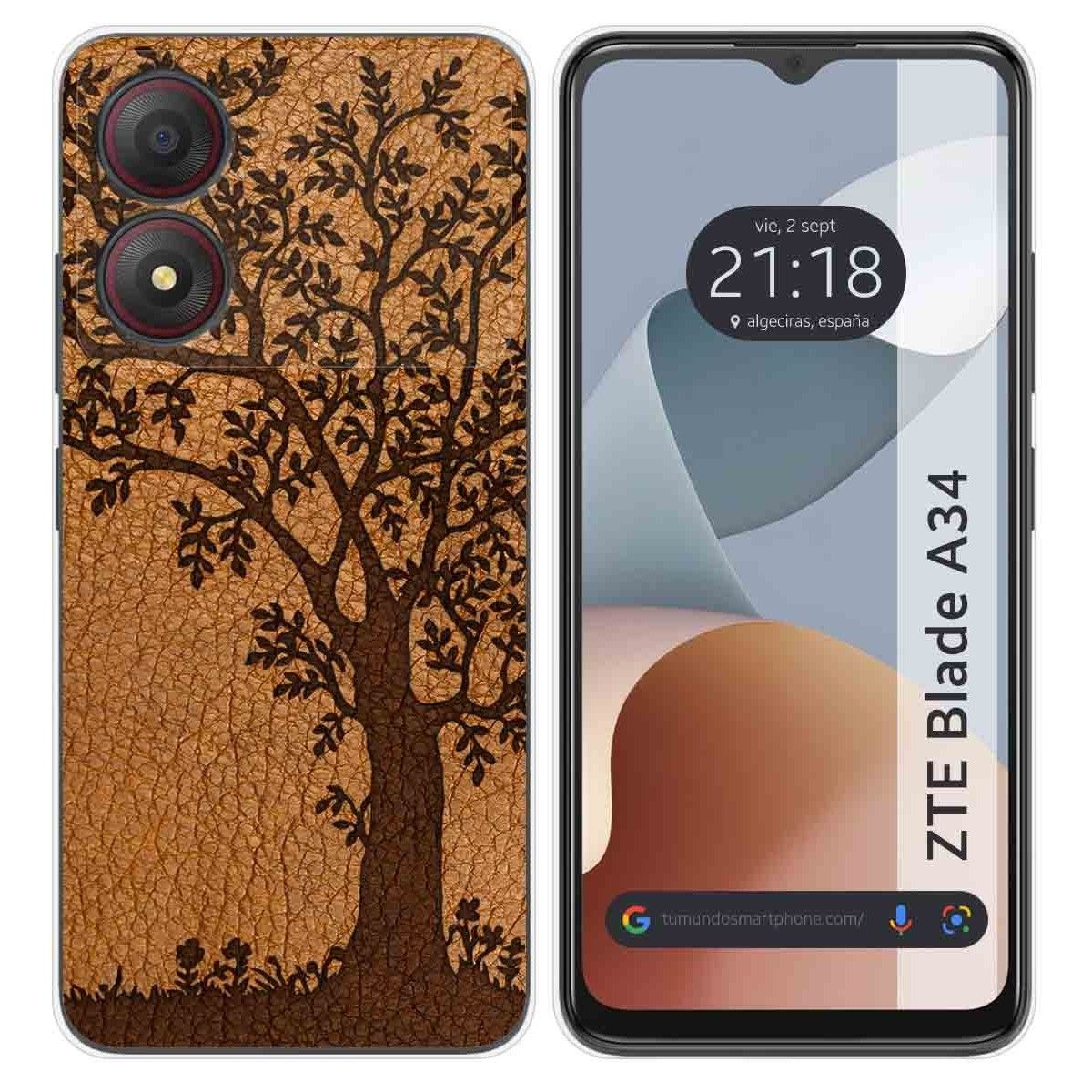 Funda Silicona para Zte Blade A34 4G diseño Cuero 03 Dibujos