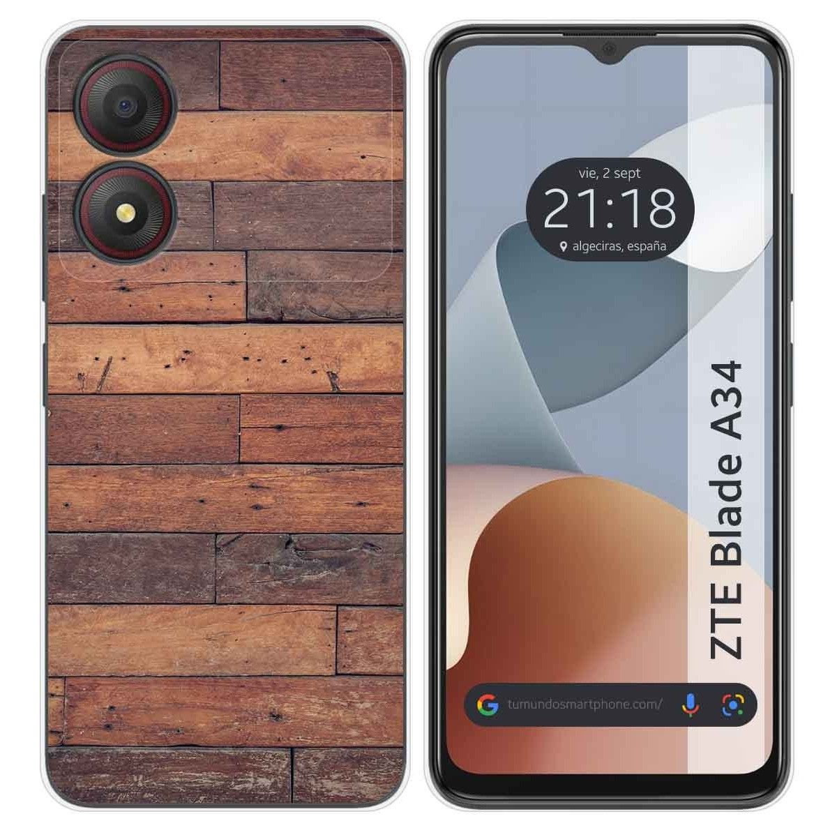 Funda Silicona para Zte Blade A34 4G diseño Madera 03 Dibujos