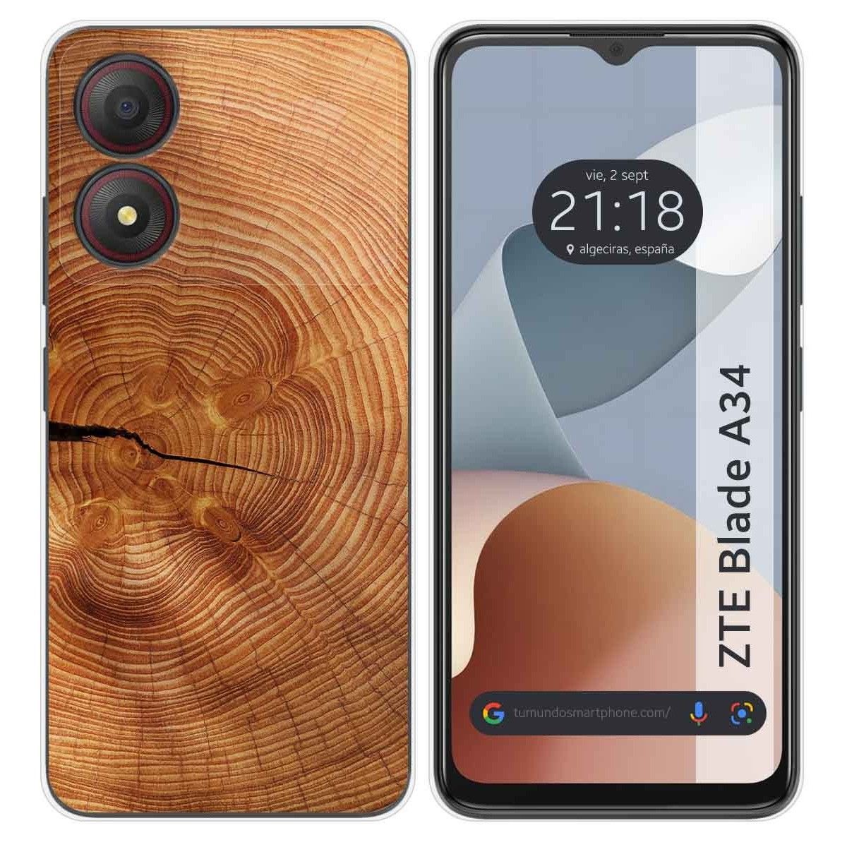 Funda Silicona para Zte Blade A34 4G diseño Madera 04 Dibujos