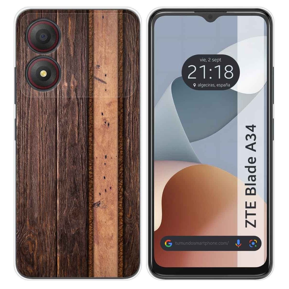Funda Silicona para Zte Blade A34 4G diseño Madera 05 Dibujos