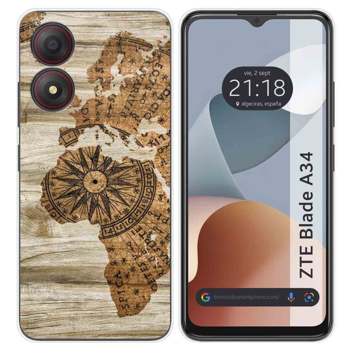Funda Silicona para Zte Blade A34 4G diseño Madera 07 Dibujos