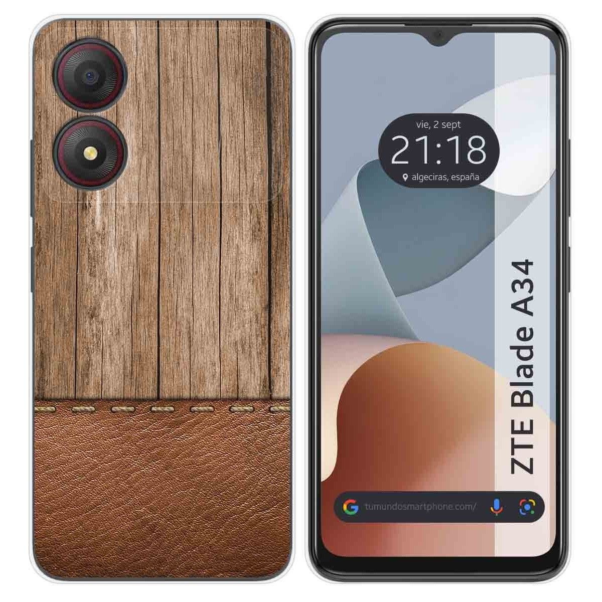 Funda Silicona para Zte Blade A34 4G diseño Madera 09 Dibujos