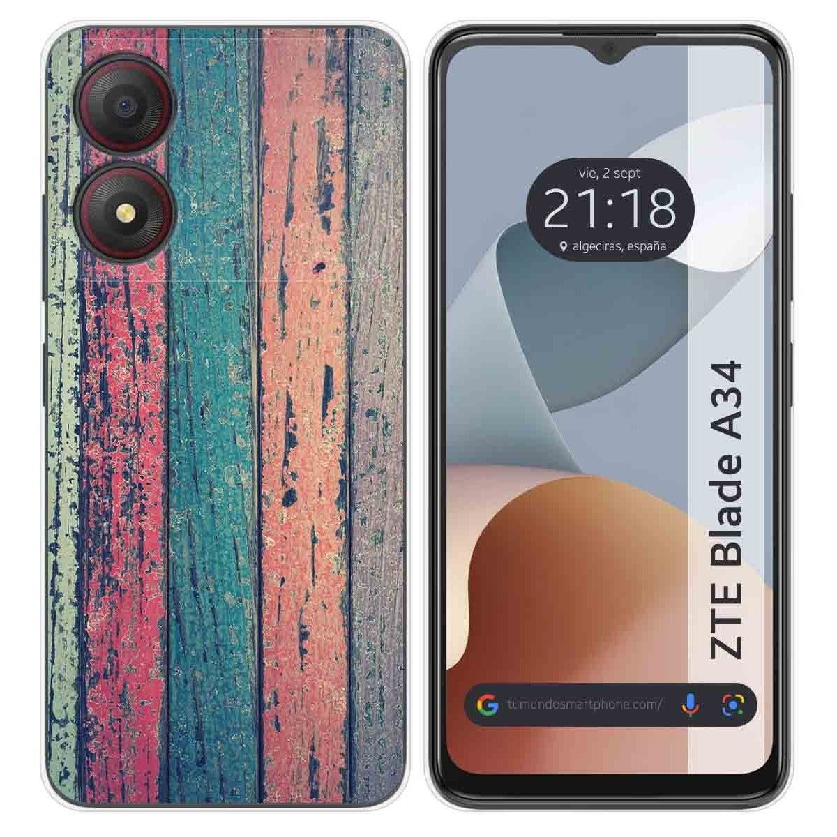 Funda Silicona para Zte Blade A34 4G diseño Madera 10 Dibujos
