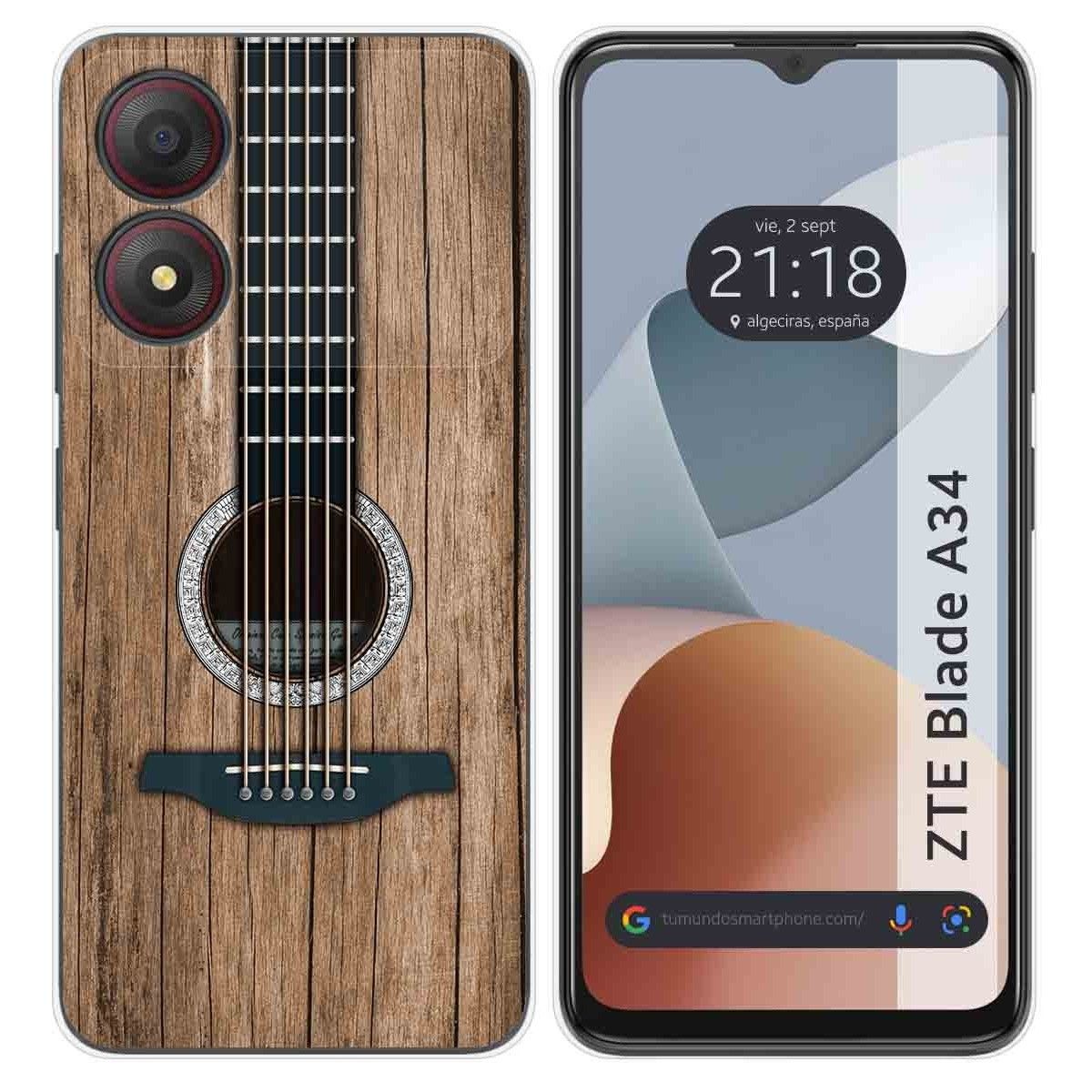 Funda Silicona para Zte Blade A34 4G diseño Madera 11 Dibujos