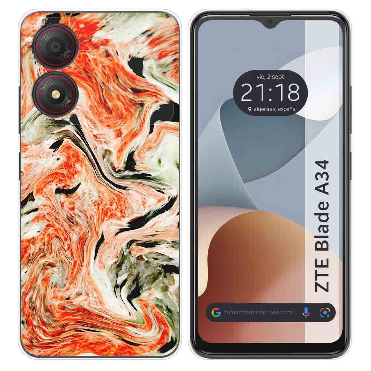 Funda Silicona para Zte Blade A34 4G diseño Mármol 12 Dibujos