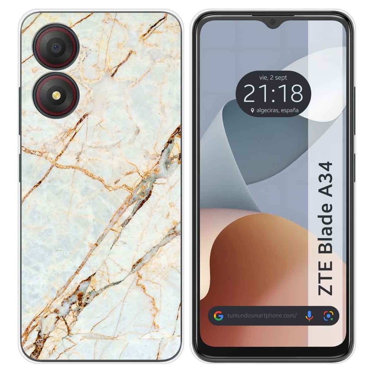 Funda Silicona para Zte Blade A34 4G diseño Mármol 13 Dibujos
