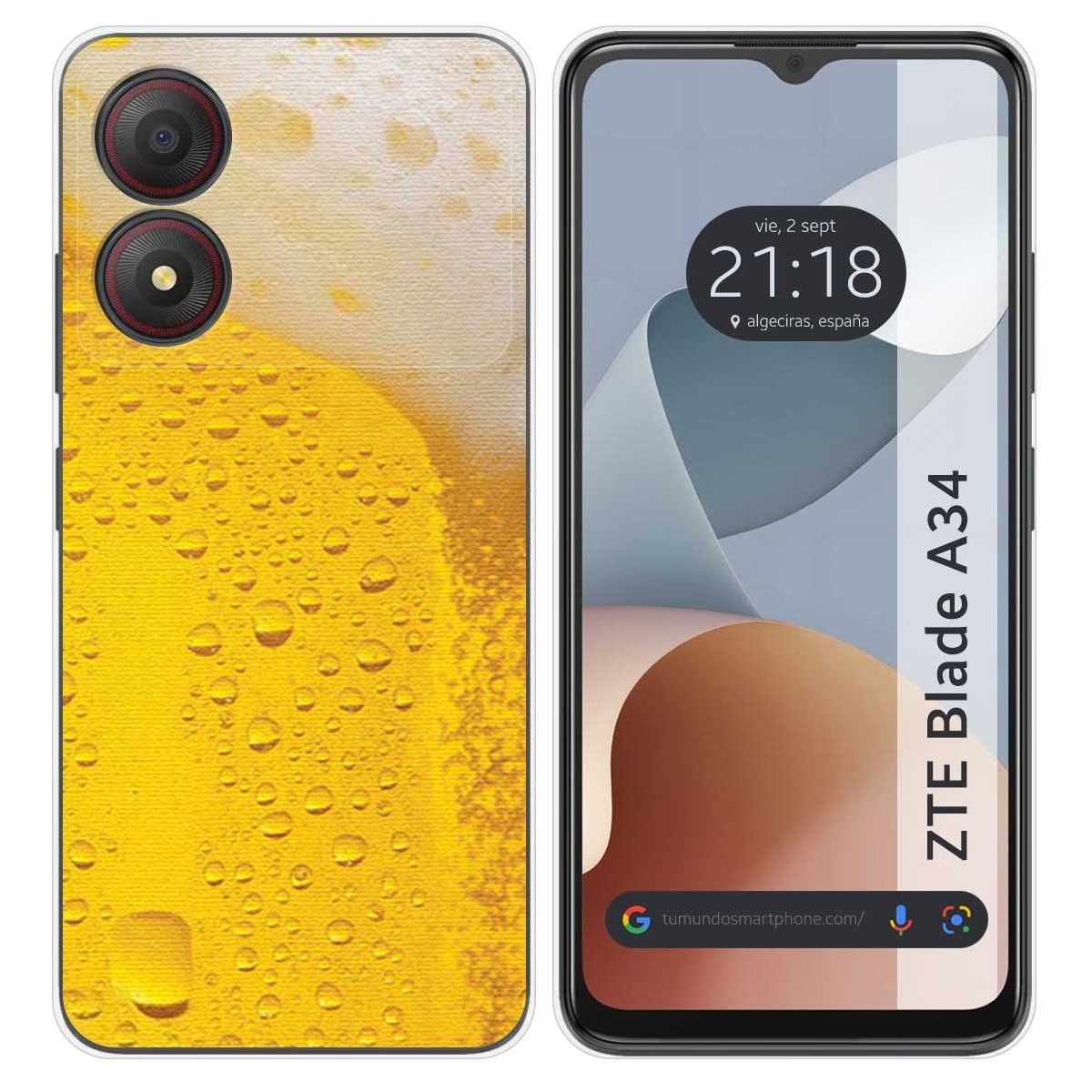 Funda Silicona para Zte Blade A34 4G diseño Cerveza Dibujos
