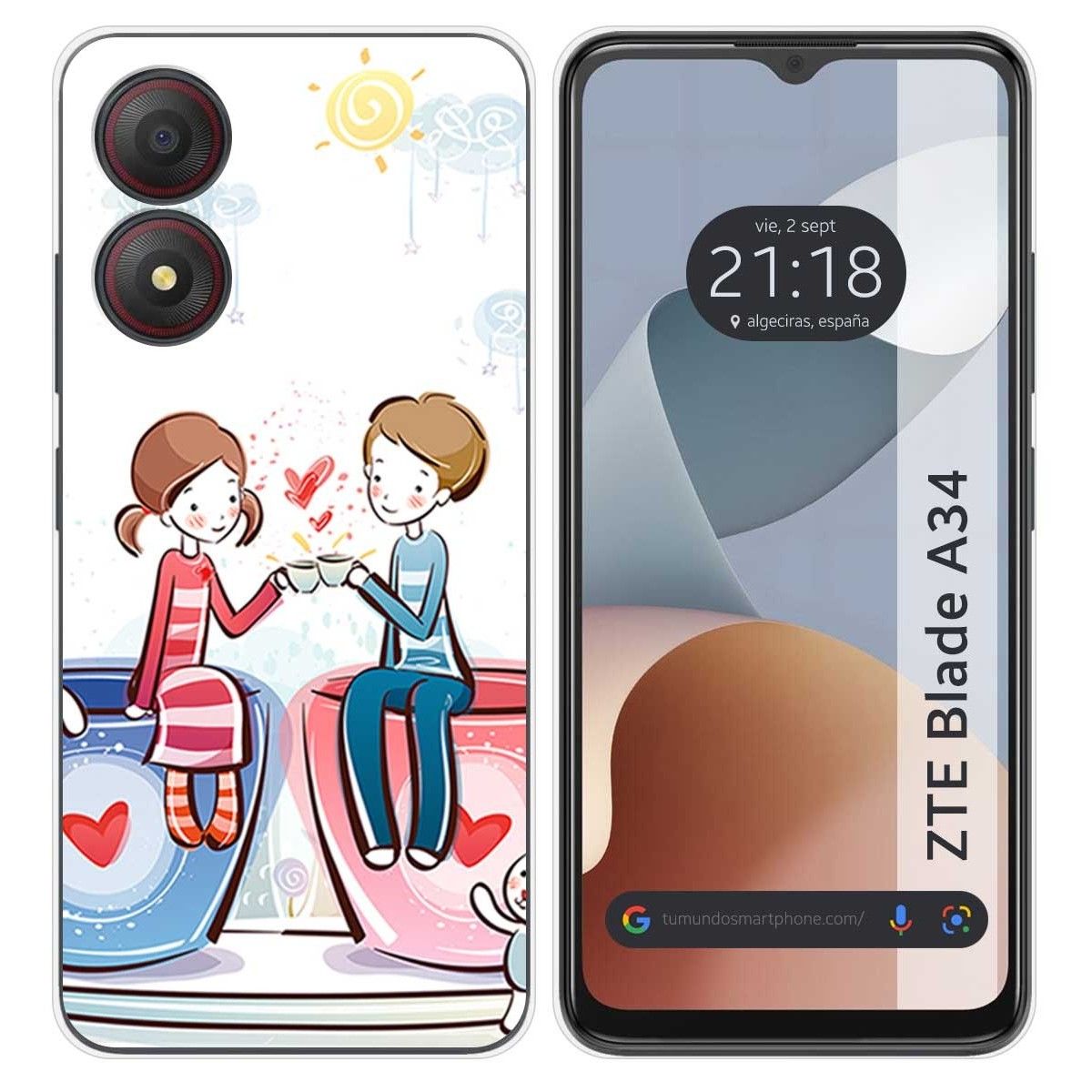 Funda Silicona para Zte Blade A34 4G diseño Café Dibujos