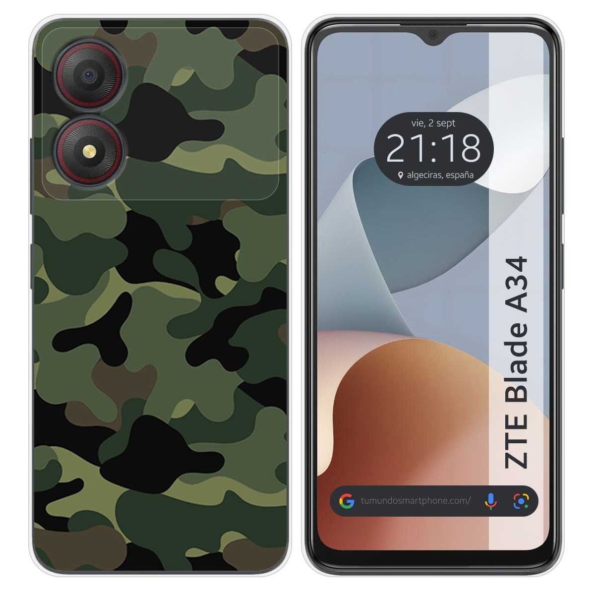 Funda Silicona para Zte Blade A34 4G diseño Camuflaje Dibujos