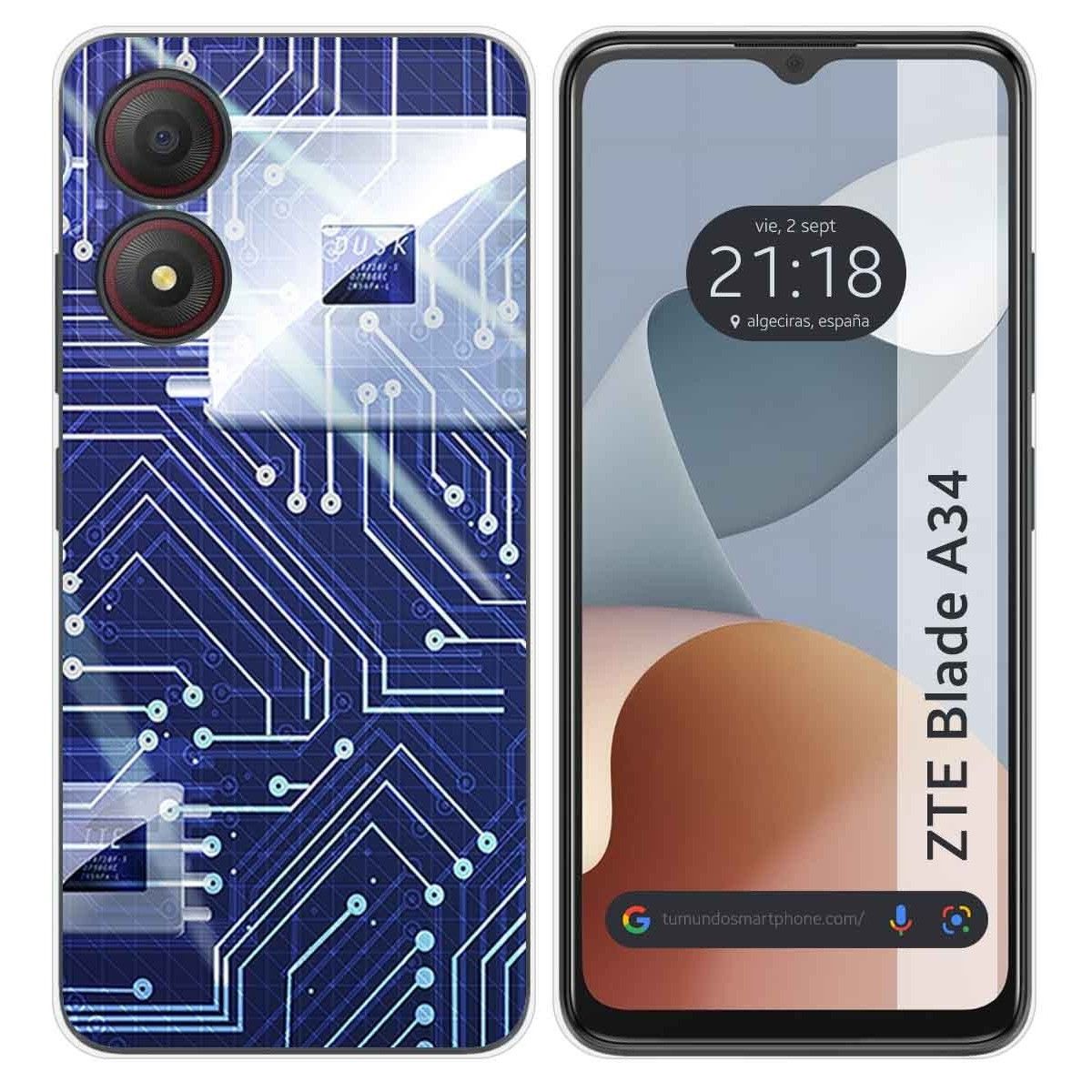 Funda Silicona para Zte Blade A34 4G diseño Circuito Dibujos
