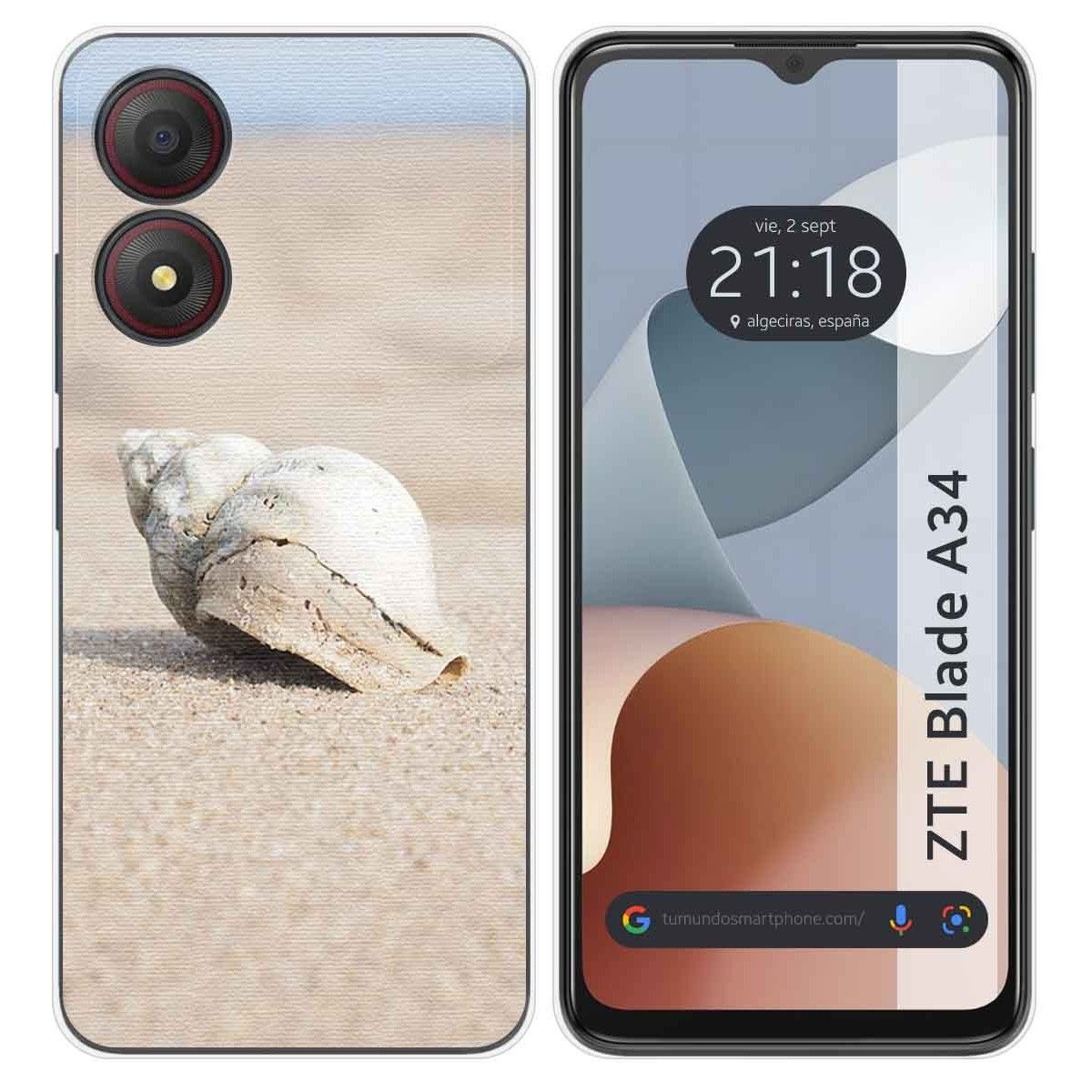 Funda Silicona para Zte Blade A34 4G diseño Concha Dibujos