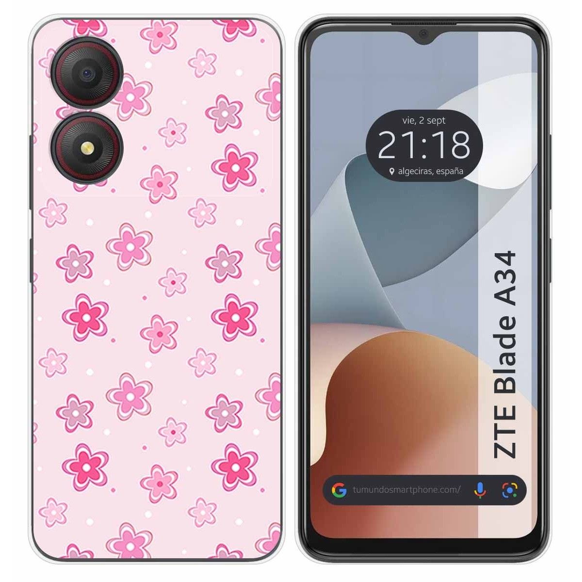Funda Silicona para Zte Blade A34 4G diseño Flores Dibujos
