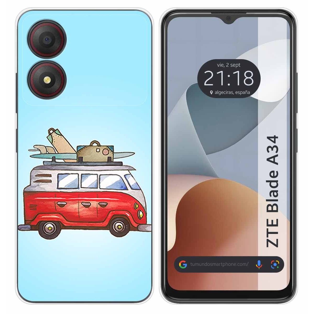 Funda Silicona para Zte Blade A34 4G diseño Furgoneta Dibujos