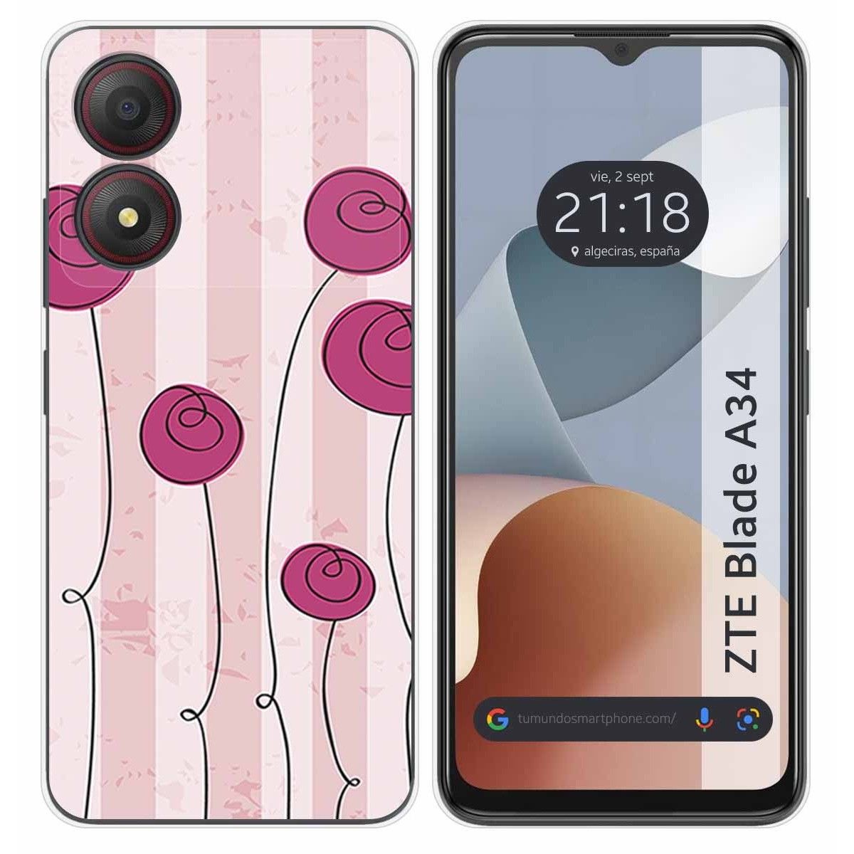 Funda Silicona para Zte Blade A34 4G diseño Flores Vintage Dibujos