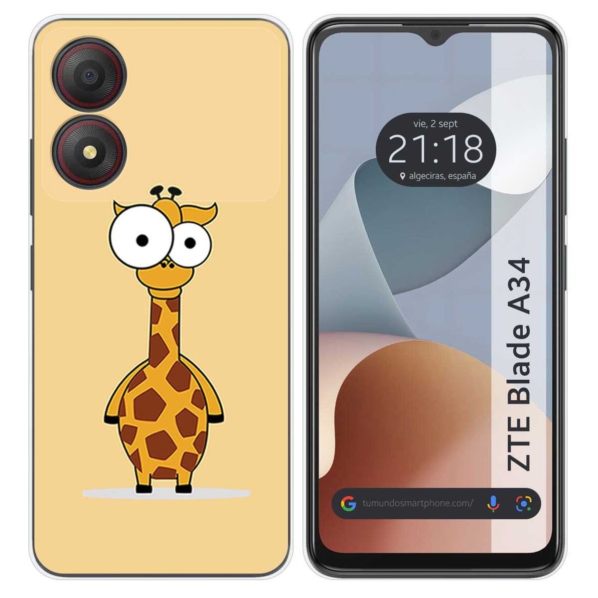 Funda Silicona para Zte Blade A34 4G diseño Jirafa Dibujos