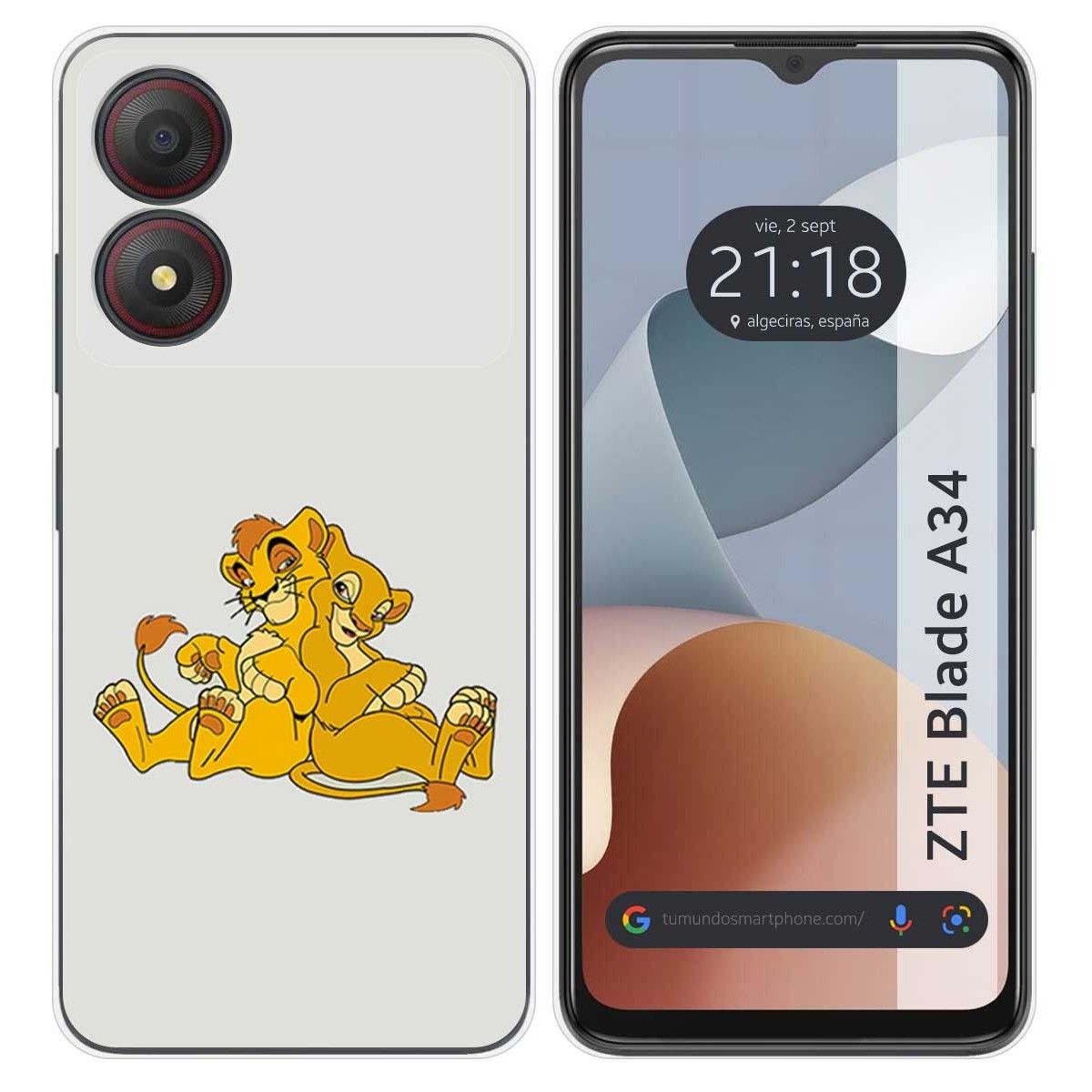Funda Silicona para Zte Blade A34 4G diseño Leones Dibujos