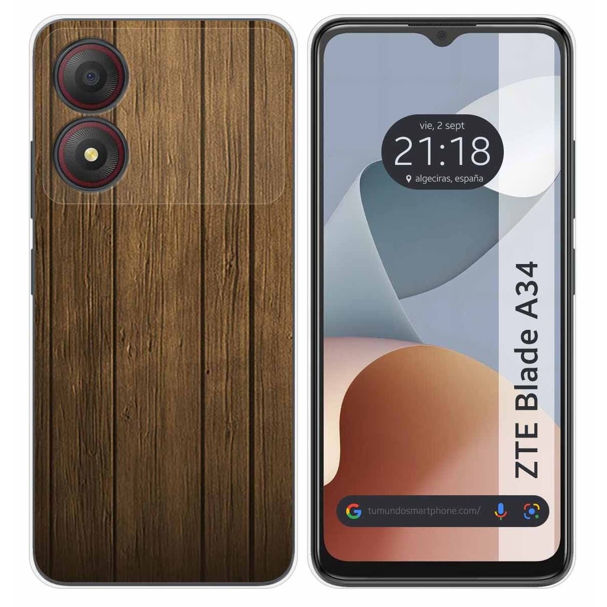 Funda Silicona para Zte Blade A34 4G diseño Madera Dibujos