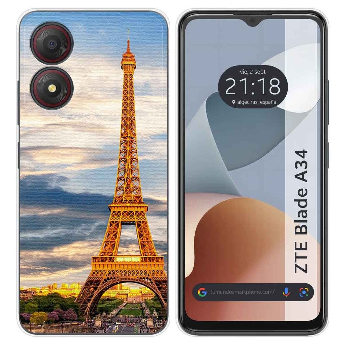 Funda Silicona para Zte Blade A34 4G diseño Paris Dibujos