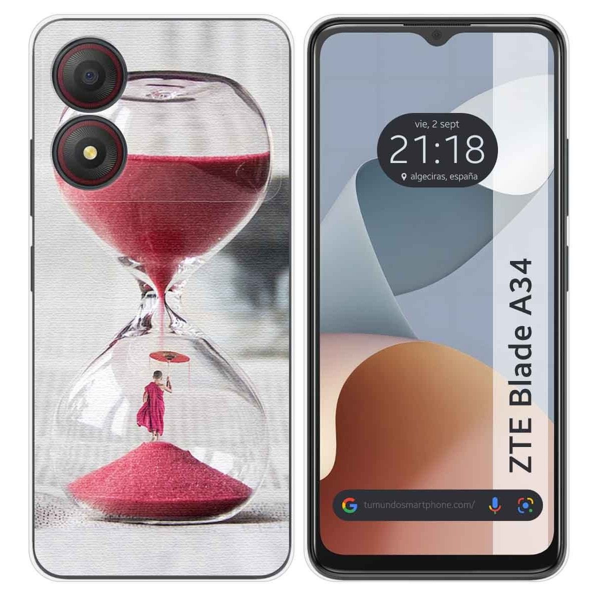 Funda Silicona para Zte Blade A34 4G diseño Reloj Dibujos