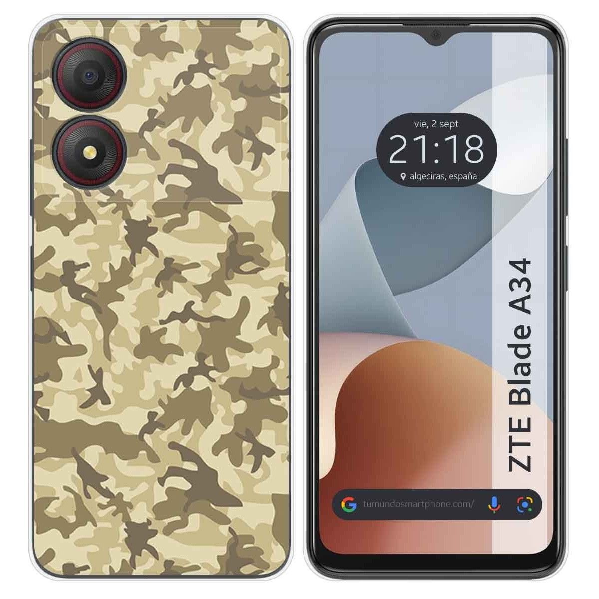 Funda Silicona para Zte Blade A34 4G diseño Sand Camuflaje Dibujos