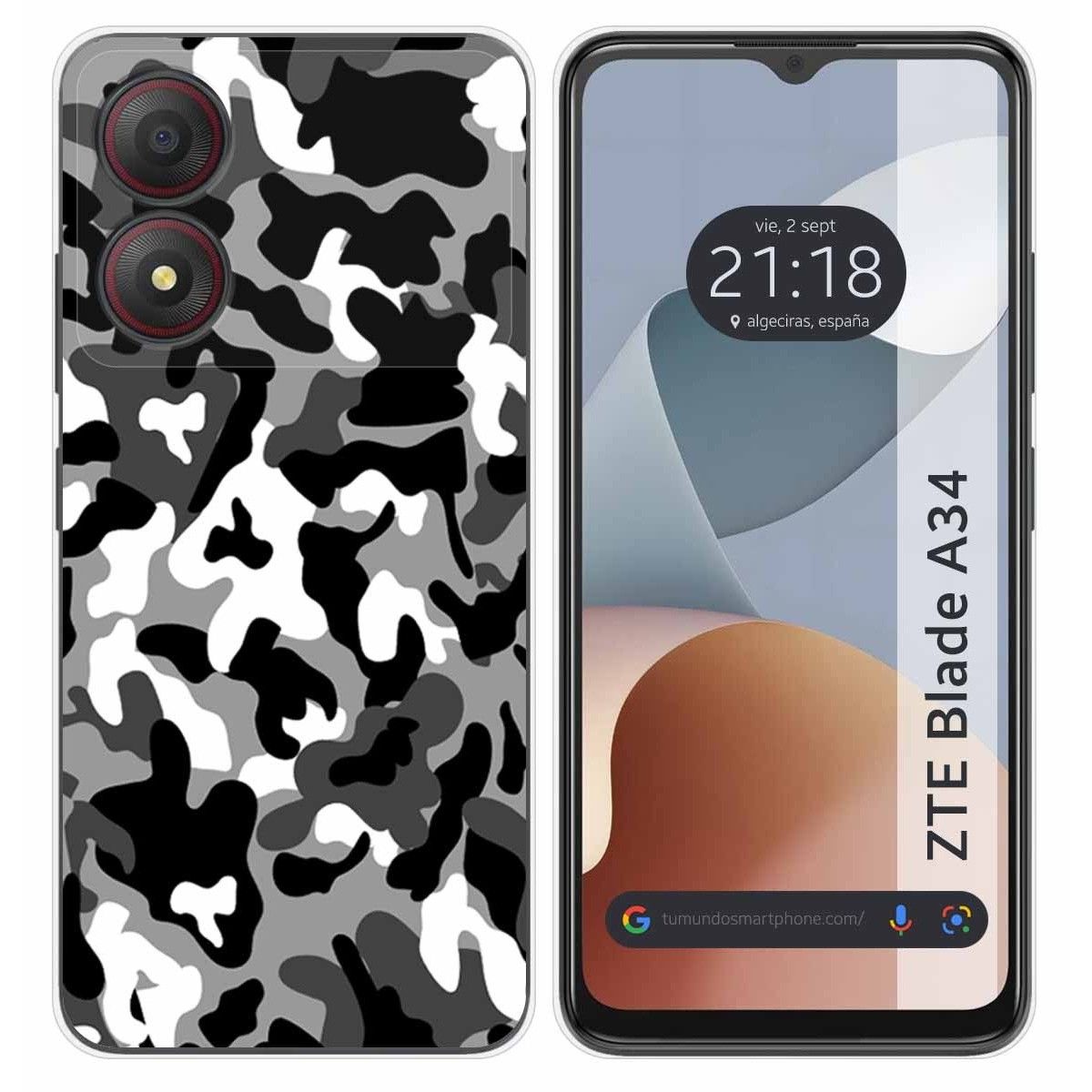 Funda Silicona para Zte Blade A34 4G diseño Snow Camuflaje Dibujos