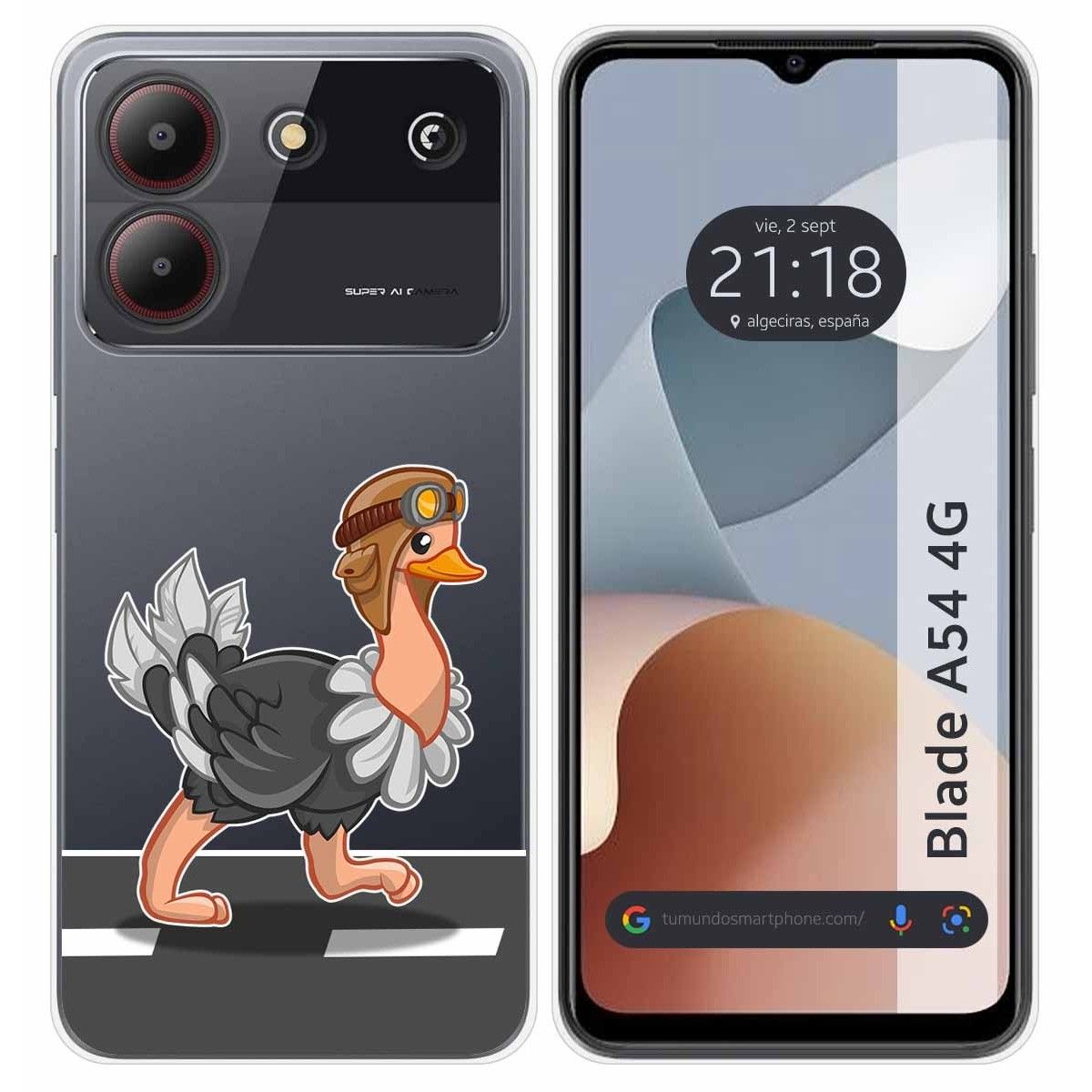Funda Silicona Transparente para Zte Blade A54 4G diseño Avestruz Dibujos