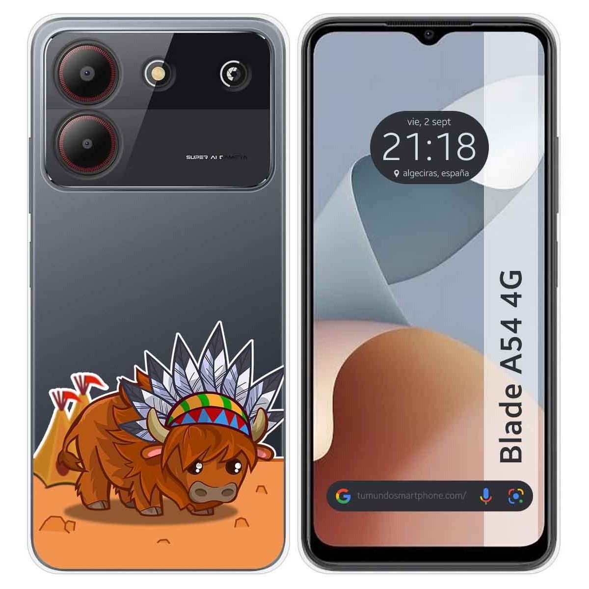 Funda Silicona Transparente para Zte Blade A54 4G diseño Bufalo Dibujos