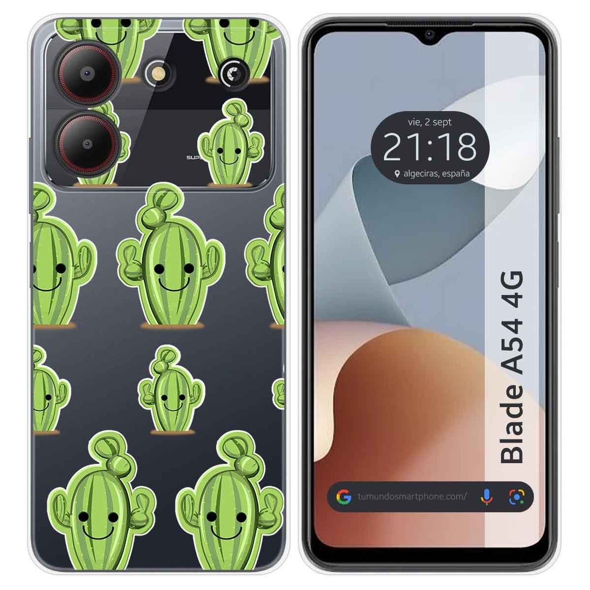 Funda Silicona Transparente para Zte Blade A54 4G diseño Cactus Dibujos