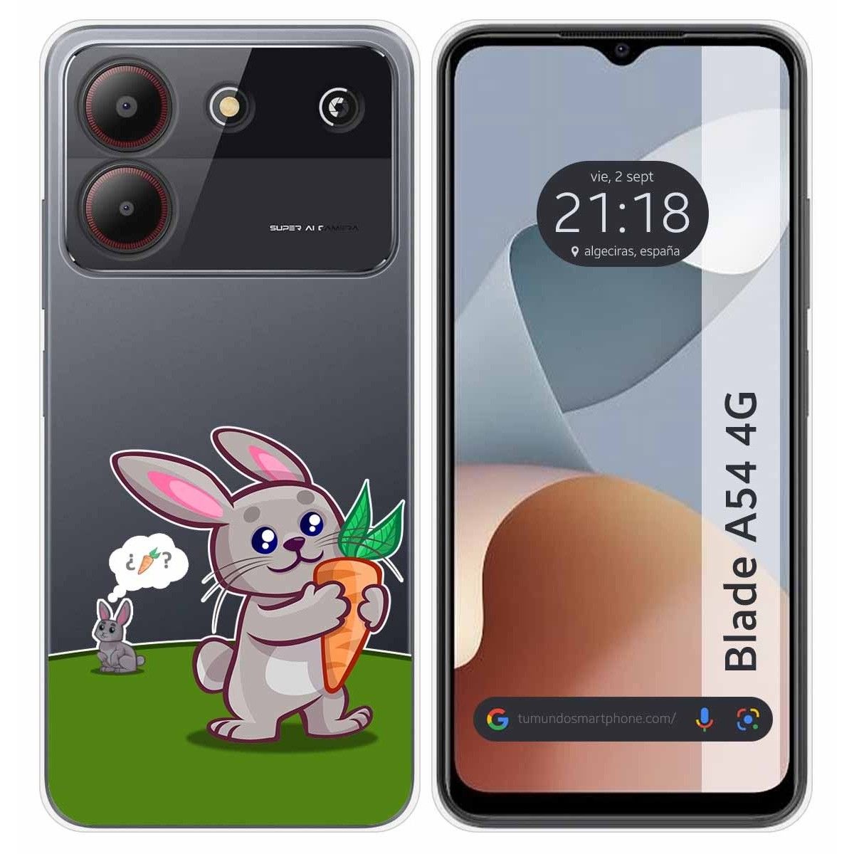 Funda Silicona Transparente para Zte Blade A54 4G diseño Conejo Dibujos