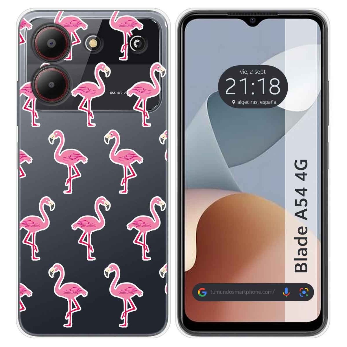 Funda Silicona Transparente para Zte Blade A54 4G diseño Flamenco Dibujos