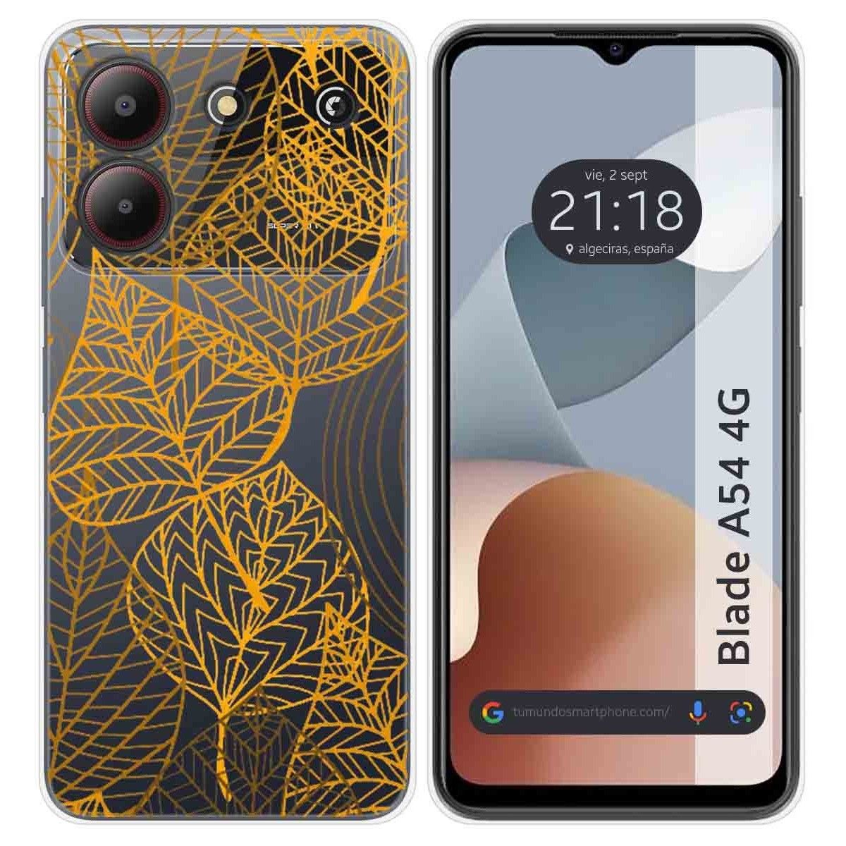 Funda Silicona Transparente para Zte Blade A54 4G diseño Hojas Dibujos