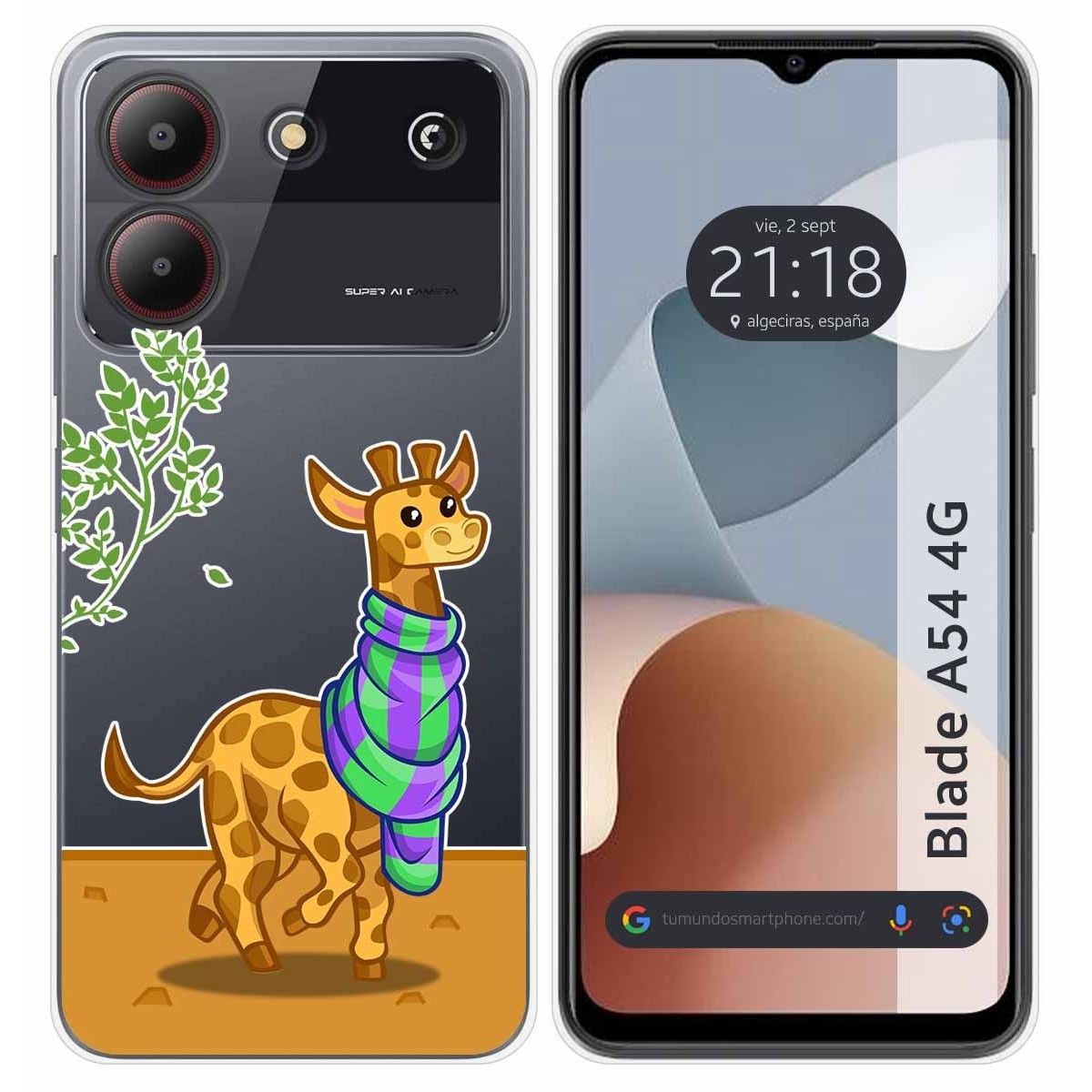 Funda Silicona Transparente para Zte Blade A54 4G diseño Jirafa Dibujos