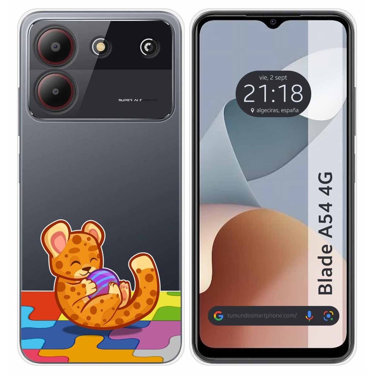 Funda Silicona Transparente para Zte Blade A54 4G diseño Leopardo Dibujos