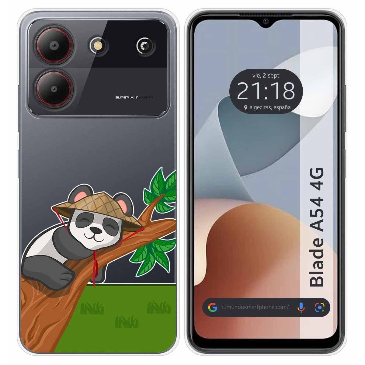 Funda Silicona Transparente para Zte Blade A54 4G diseño Panda Dibujos