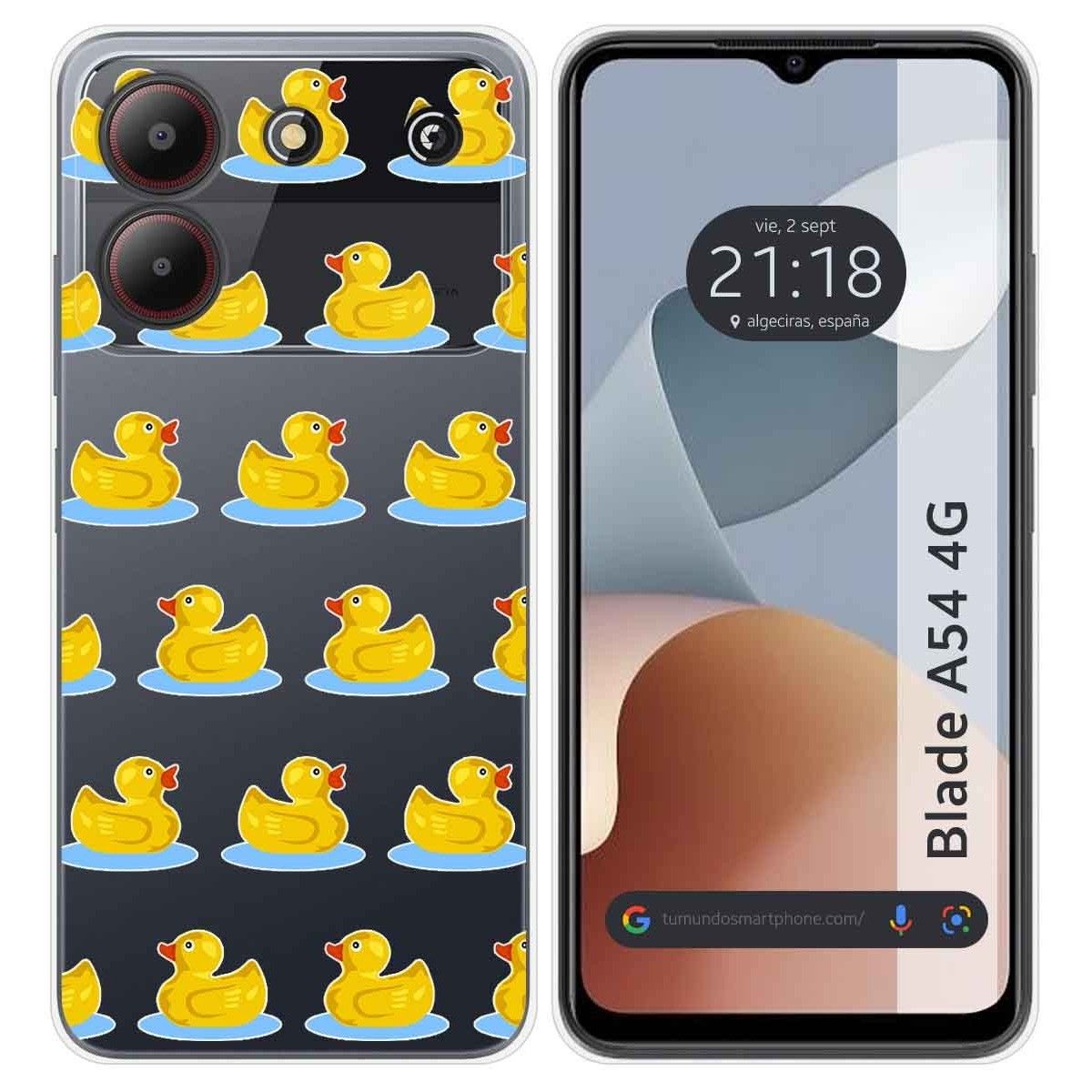 Funda Silicona Transparente para Zte Blade A54 4G diseño Pato Dibujos