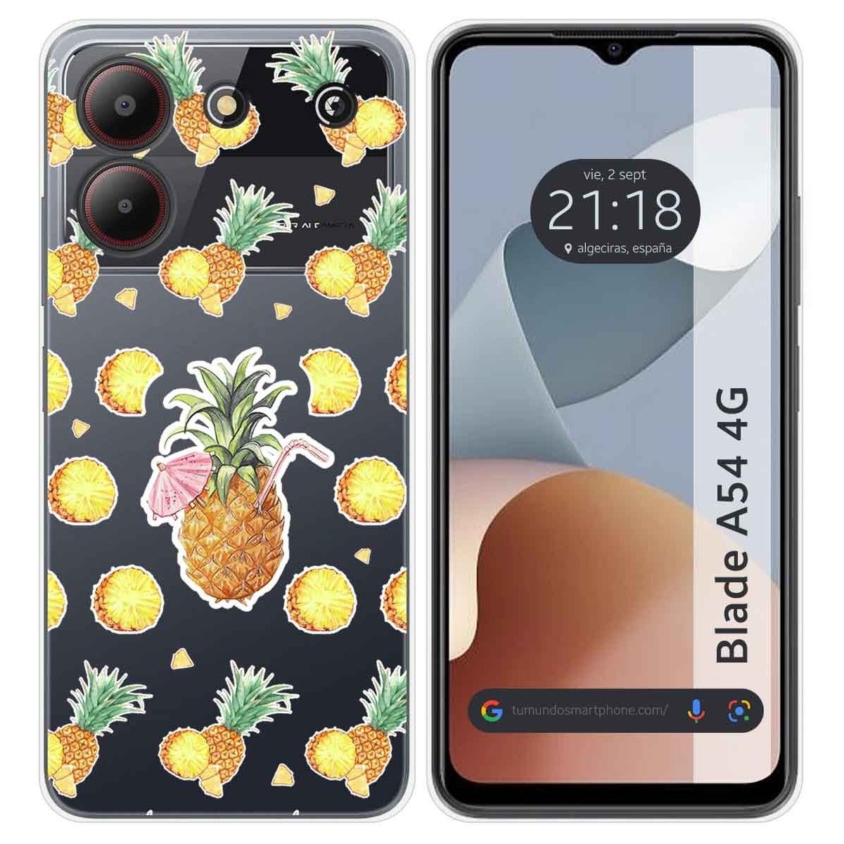 Funda Silicona Transparente para Zte Blade A54 4G diseño Piña Dibujos
