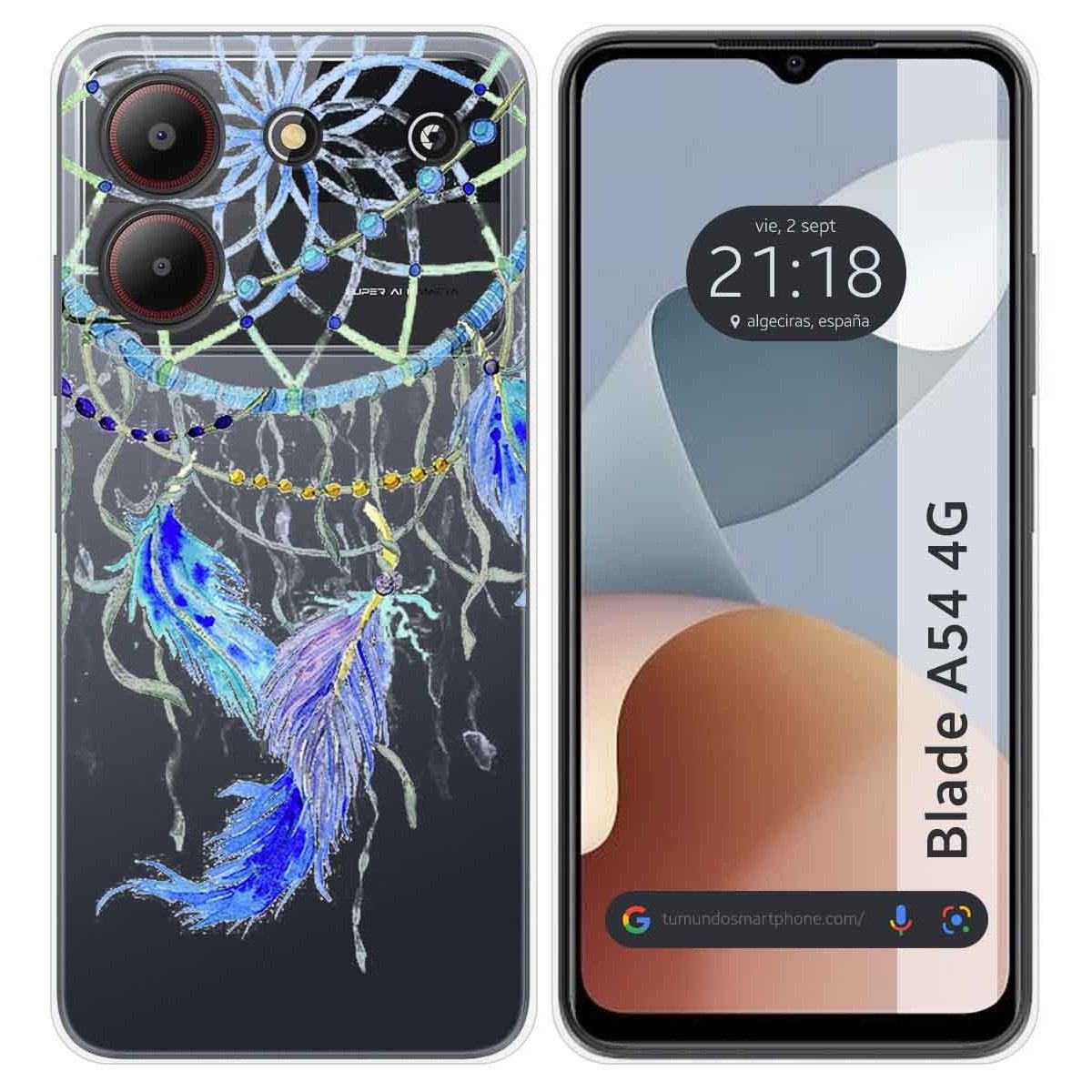 Funda Silicona Transparente para Zte Blade A54 4G diseño Plumas Dibujos