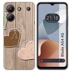 Funda Silicona para Zte Blade A54 4G diseño Corazones Madera Dibujos
