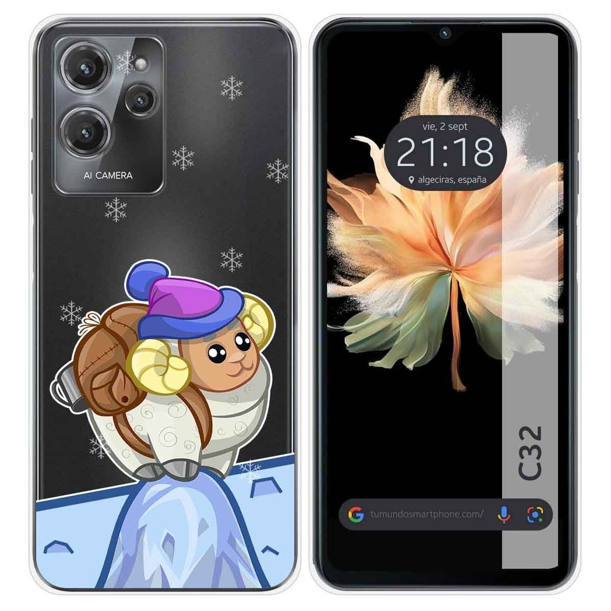 Funda Silicona Transparente para Oukitel C32 diseño Cabra Dibujos